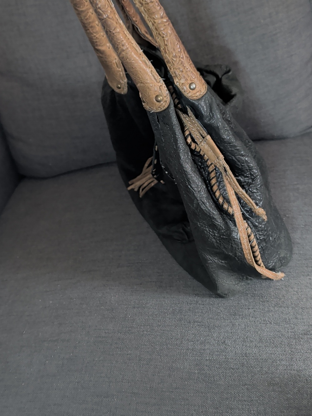 Muxo Leather Slouchy Purse. Super Soft Two Tone Handbag. Camilla Alves 2010s Y2k - Picture 2 of 7